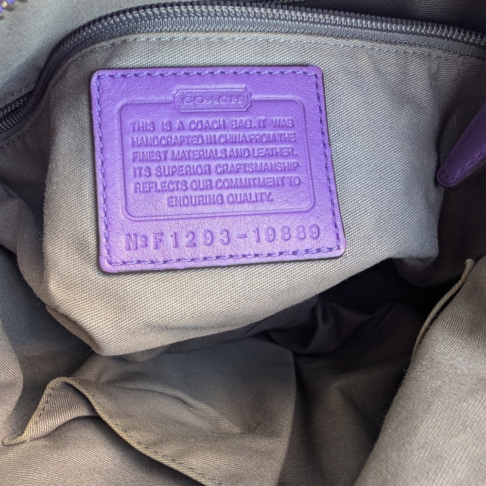 COACH Vtg 19889 Large Legacy Duffle Purple Leather Bucket Bag - Picture 10 of 11